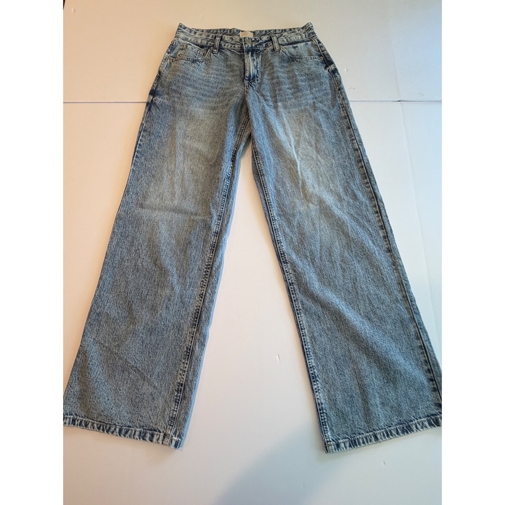 Simple Society Womens Wide Leg Jeans Light Acid Wash High Rise Size 3/26